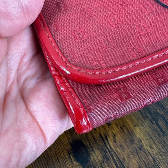 Fendi Red Monogram Logo Pattern Square Shoulder Bag Crossbody Purse Made In Ital - Picture 6 of 16